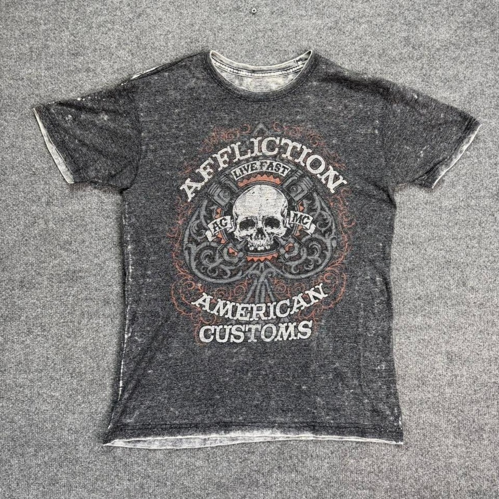 Y2K affliction grunge skull t shirt womens size large/xl